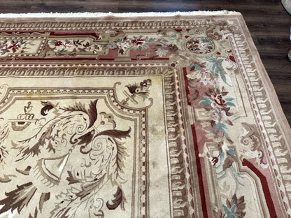 Palace Size Aubusson Rug 12x18, Extra Large, French European Carpet, Soft Wool Pile, Elegant