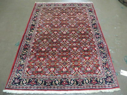 3' X 5' Handmade Knotted Indian Amritsar Floral Oriental Wool Red Rug Organic Nice
