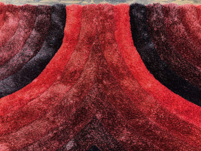 Red And Black Wool Shag Rug 5x7 Pair A Modern Area Decor For Living Rooms
