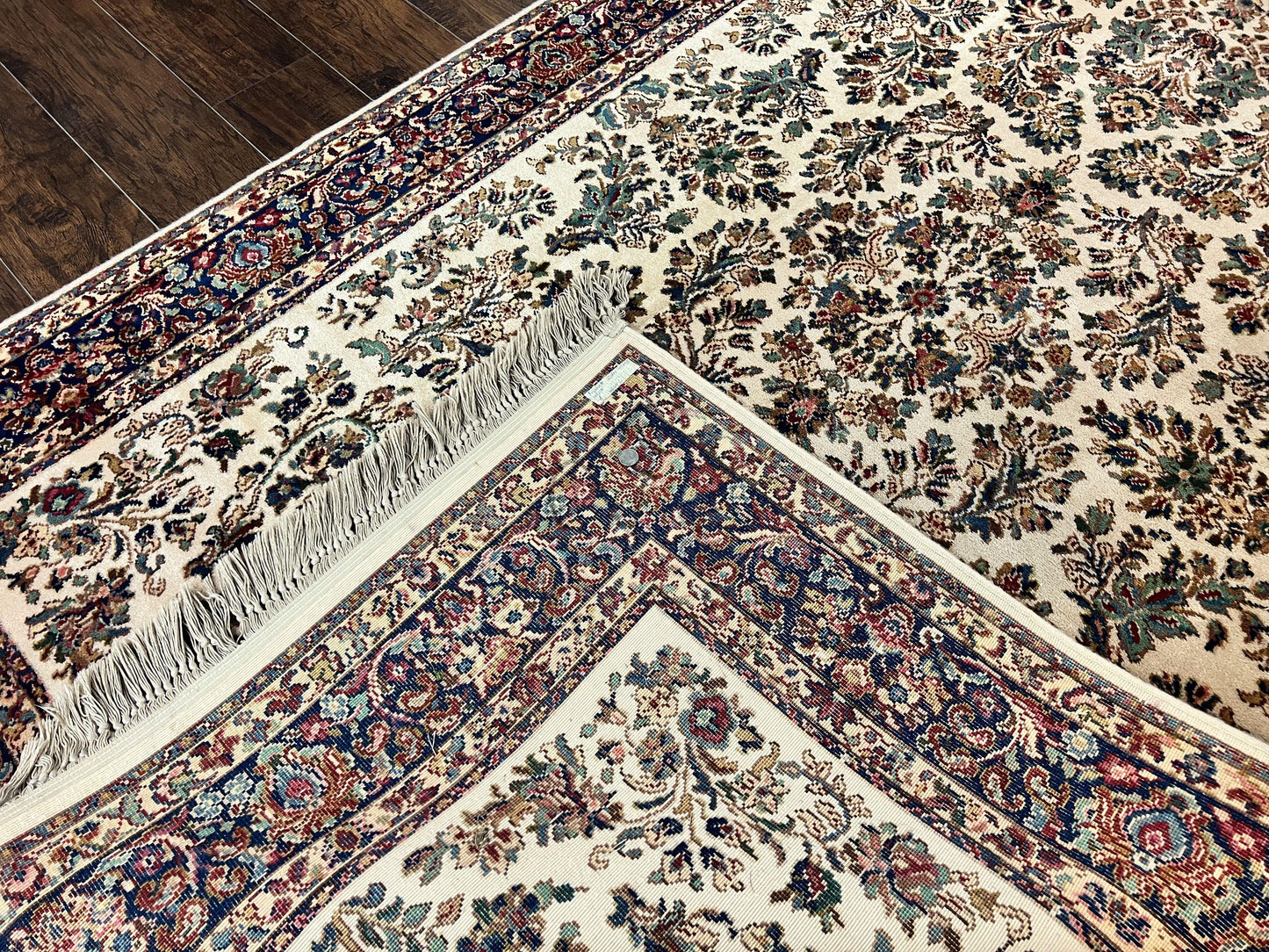 Karastan Rug 5.9 x 9 Ivory Sarouk #760, Vintage Wool Original Collection 700 Series, Discontinued