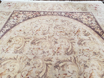 Chinese Aubusson Savonnerie Wool Silk Hand Knotted Rug 8x12 Birds Flowers Master Weaver Signature