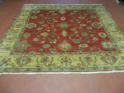 Egypt Agra Wool Rug Vintage Handmade 6.5 By 7 Feet One Of A Kind Hand Knotted Carpet