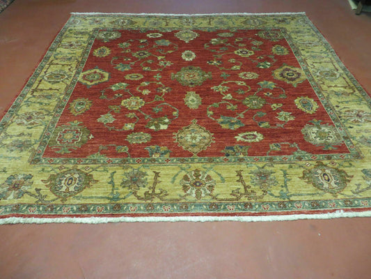 Egypt Agra Wool Rug Vintage Handmade 6.5 By 7 Feet One Of A Kind Hand Knotted Carpet