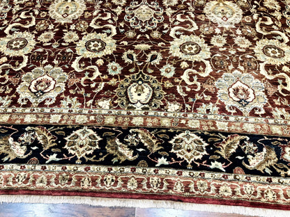 Palace Sized Indian Agra Rug 12x17, Wool Handmade Floral Allover Carpet