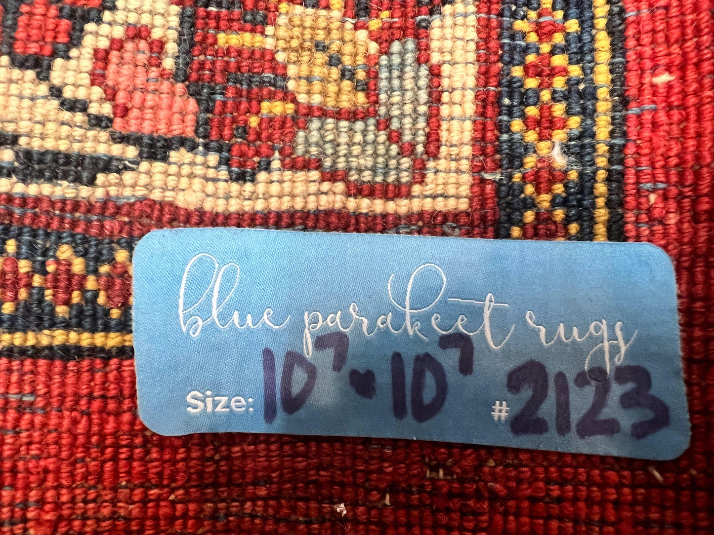 Persian Sarouk Rug Square 11x11 ft Hand Knotted Wool Floral Red Carpet Handmade Antique Rug