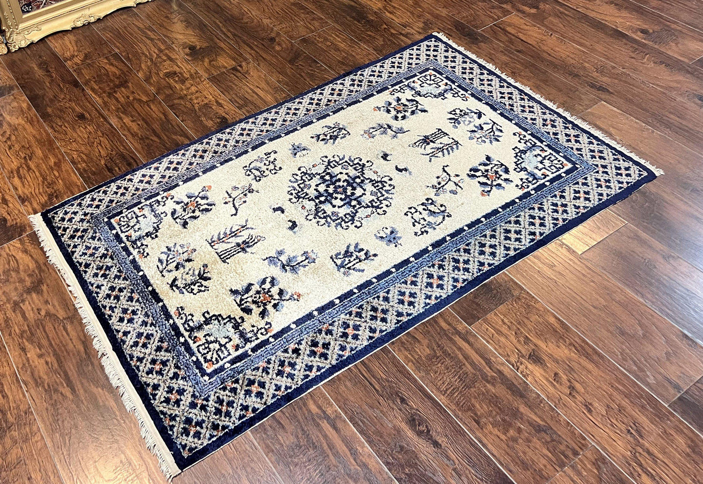 Silk Chinese Rug 3x5 Hand Knotted Vintage Peking Carpet Oriental Art Deco