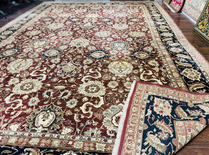 Palace Sized Indian Agra Rug 12x17, Wool Handmade Floral Allover Carpet