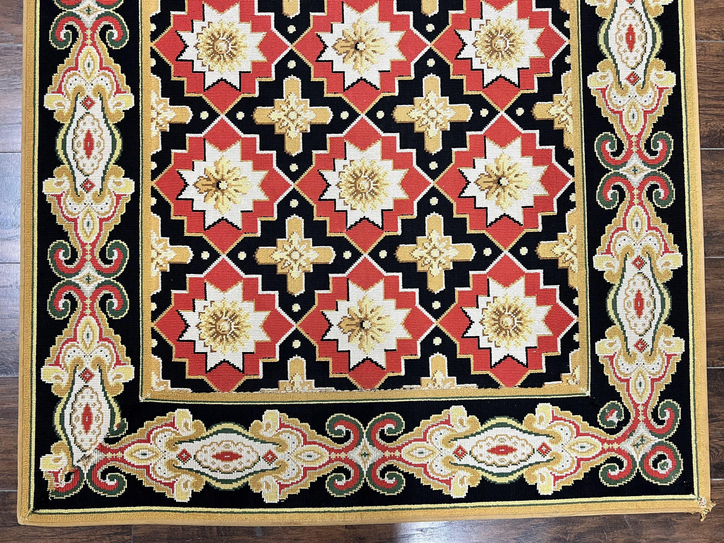 Runner Rug 4x19 Wool Panel Design Hallway Carpet Vintage European Style