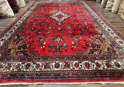 Persian Bibikabad Rug 11x18 Palace Size Red Wool Handmade Large Carpet With Floral Medallion