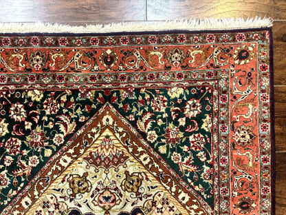 Persian Tabriz Rug 3x4, Navy Blue, Birds, Floral, Prayer Rug, Handmade Wool Rug, Finely Hand Knotted 325 KPSI