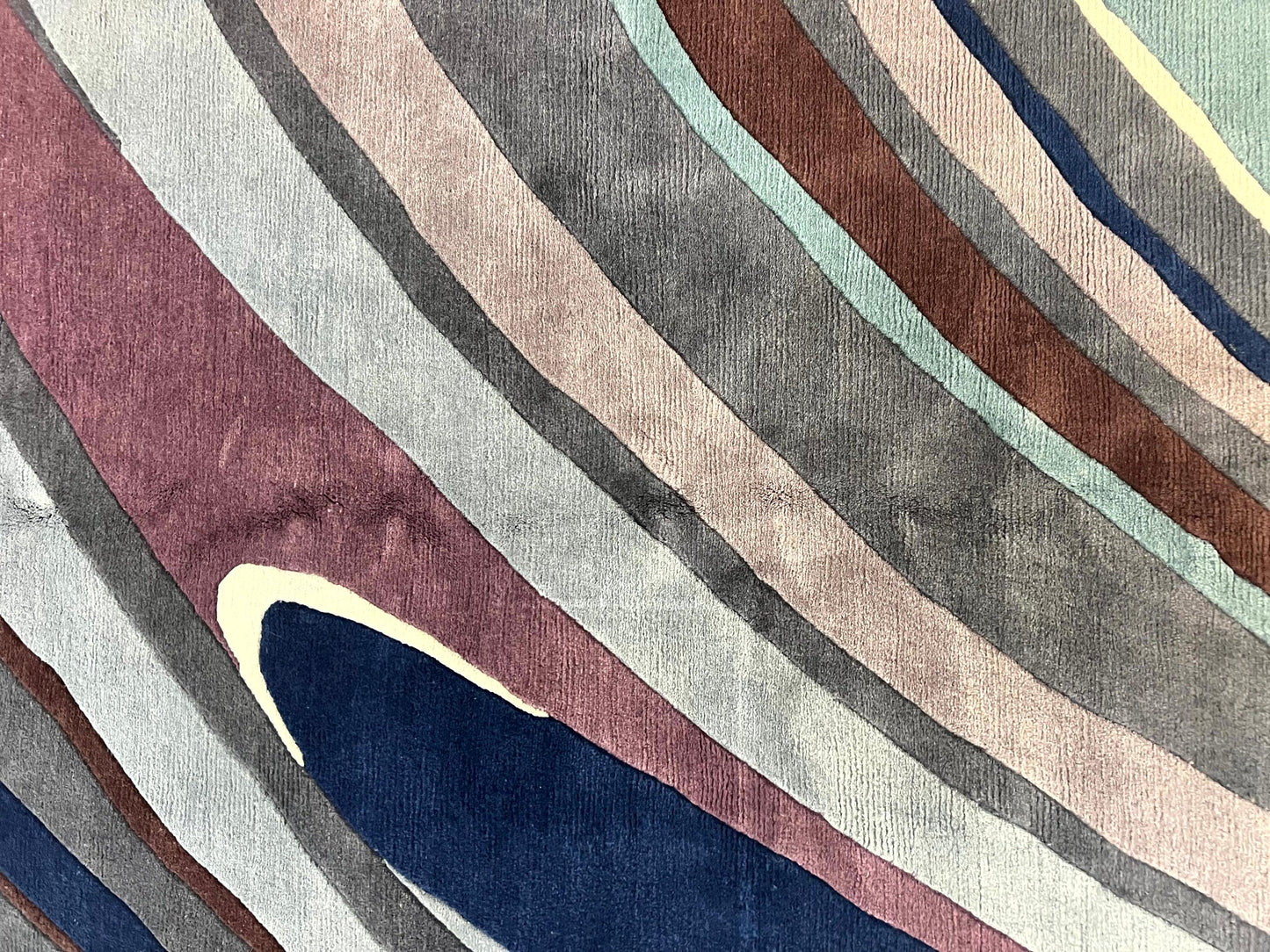 Modern Nepali Handmade Wool Rug 6x8 Abstract Blues Gray Mauve