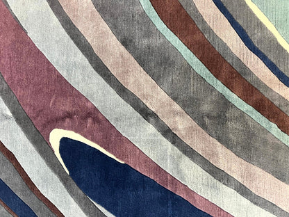 Modern Nepali Handmade Wool Rug 6x8 Abstract Blues Gray Mauve