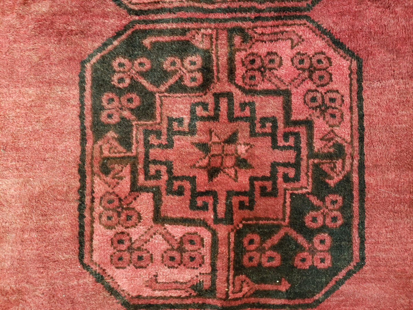 Bukhara Area Rug Hand Knotted Bokhara Bashir 4x6 Red and Black Wool