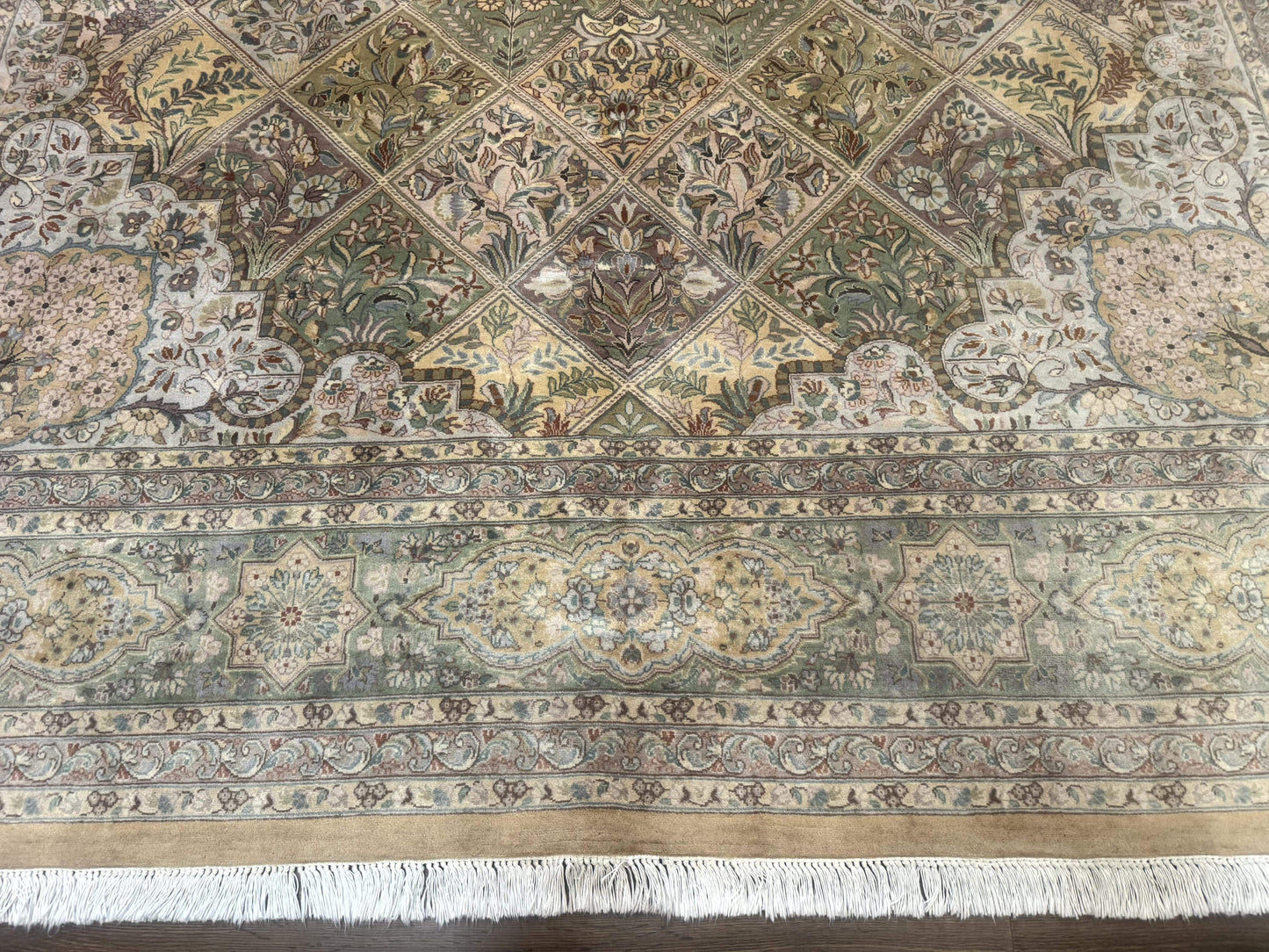 Pak Persian Rug 9x12 Hand Knotted Wool Diamond Panel Design