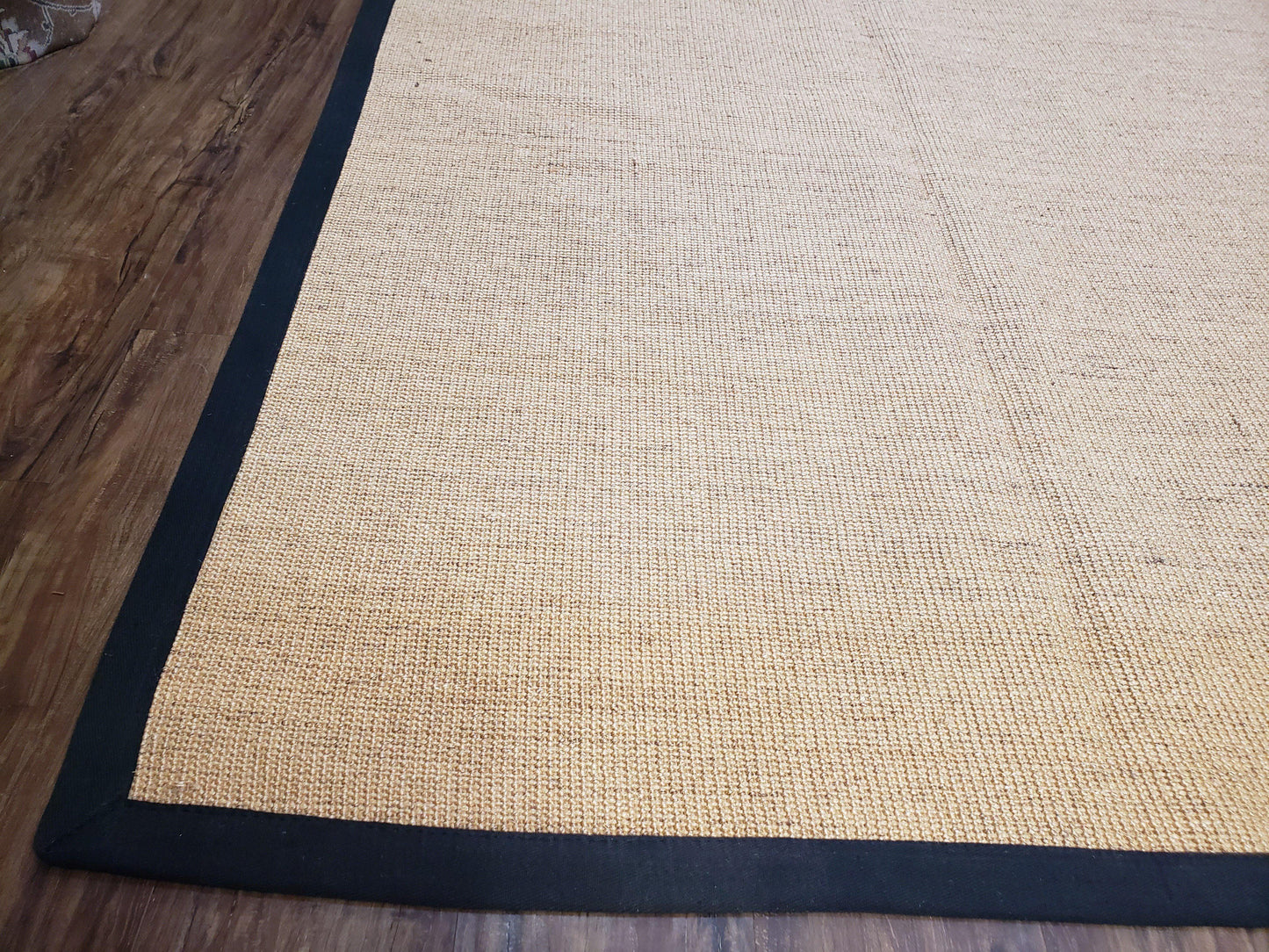 Jute Rug 8x10 Natural Fiber Area Rug With Black Border Farmhouse Style