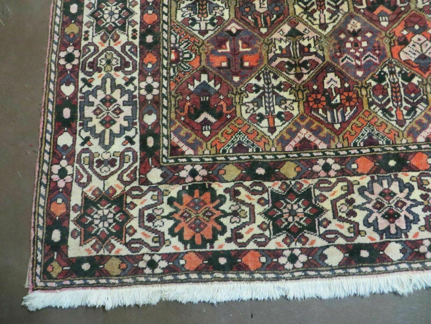 Antique Persian Bakhtiari Rug 7x10 - Multicolor Repeated Panel Design - Vegetable Dyed Rug - Hand Knotted Wool Room Sized Oriental Carpet 7 x 10 Rug