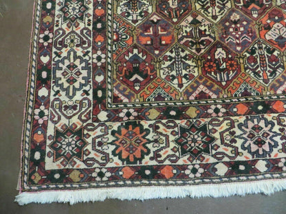 Antique Persian Bakhtiari Rug 7x10 - Multicolor Repeated Panel Design - Vegetable Dyed Rug - Hand Knotted Wool Room Sized Oriental Carpet 7 x 10 Rug