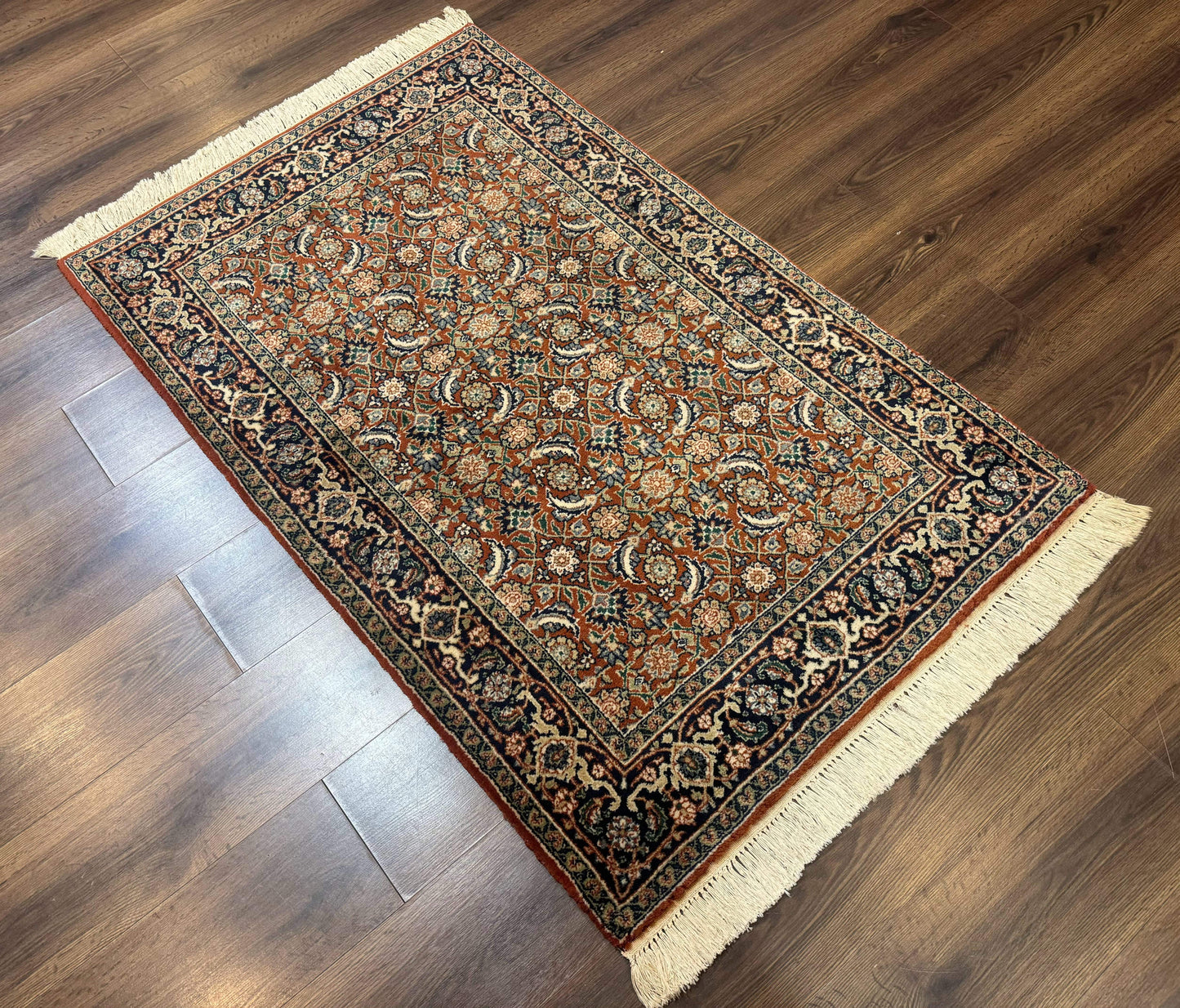 Indo Persian Bijar Rug 3x5 Red Navy Wool