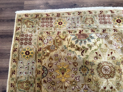 Indo Persian Rug 8x10, Indian Rug, Soft Wool Rug, Oushak Style Rug, Handmade Rug