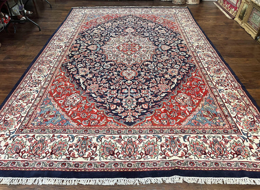 Indo Persian Rug 10x15 Hand Knotted Vintage Wool Floral Allover Palace Size Traditional Carpet