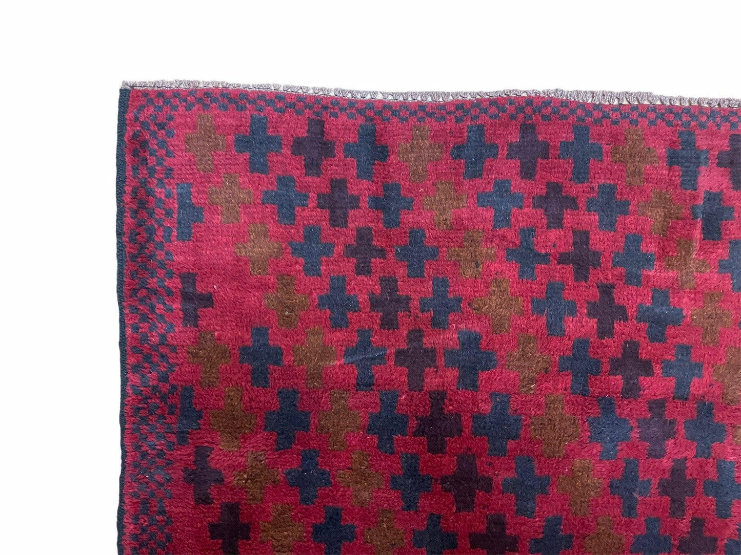 Balouchi Rug Vintage Handmade Tribal Wool Rug Red Beige 2 Feet 10 Inches By 4 Feet 8 Inches