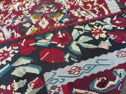 Kilim Rug 8x11 Handmade Flat Weave Karabagh Wool With Organic Dyes Vintage