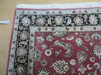 Handmade Wool Silk Rug Vintage Floral Oriental 6x9 Allover Design