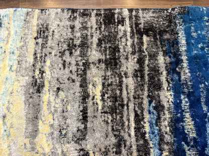 Modern Abstract Blue Area Rug 8 By 11 Feet Power Loomed Polypropylene Turkish