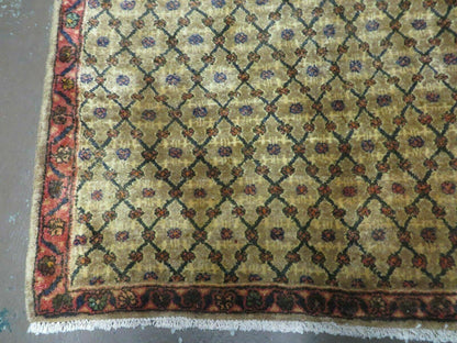 Antique Indian Handmade Wool Rug 4x6 Camel Hair Color 1900s Era