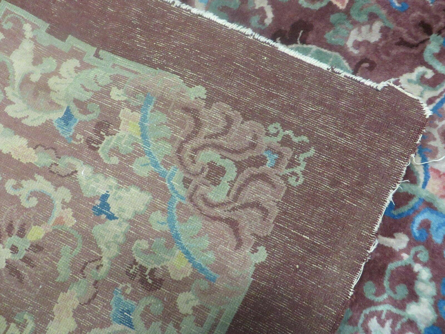 Vintage Chinese Art Deco Wool Rug 8x10 Hand Made Peking Floral Design