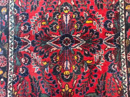 Persian Rug 3x5, Red Tribal Rug, Semi Antique, Wool Rug 3 x 5, Persian Hamadan Rug
