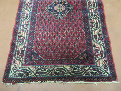 Indian Wool Rug Amritsar Vintage Handmade Red Paisley Design