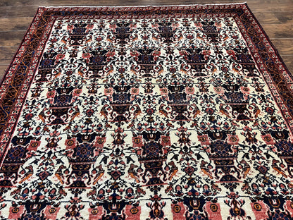 Persian Afshar Rug 6x8 Hand Knotted Wool Vintage Carpet With Floral Allover Motifs