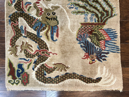 Peking Rug Handmade Wool Antique Chinese Oriental Carpet With Dragon Motifs
