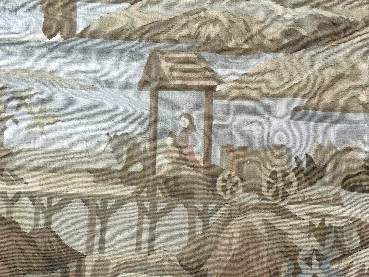 Aubusson Tapestry Wool French Handmade Vintage Wall Hanging 5x7