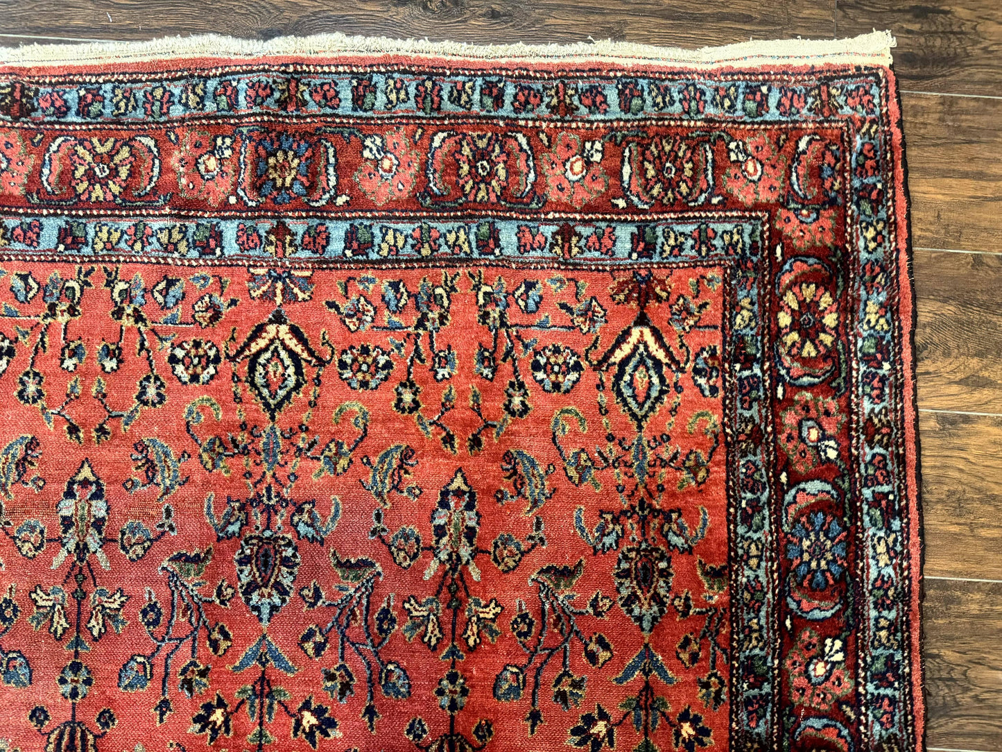 Antique Persian Tribal Rug Hand Knotted Wool Area Rug 5x6.6 Tomato Red