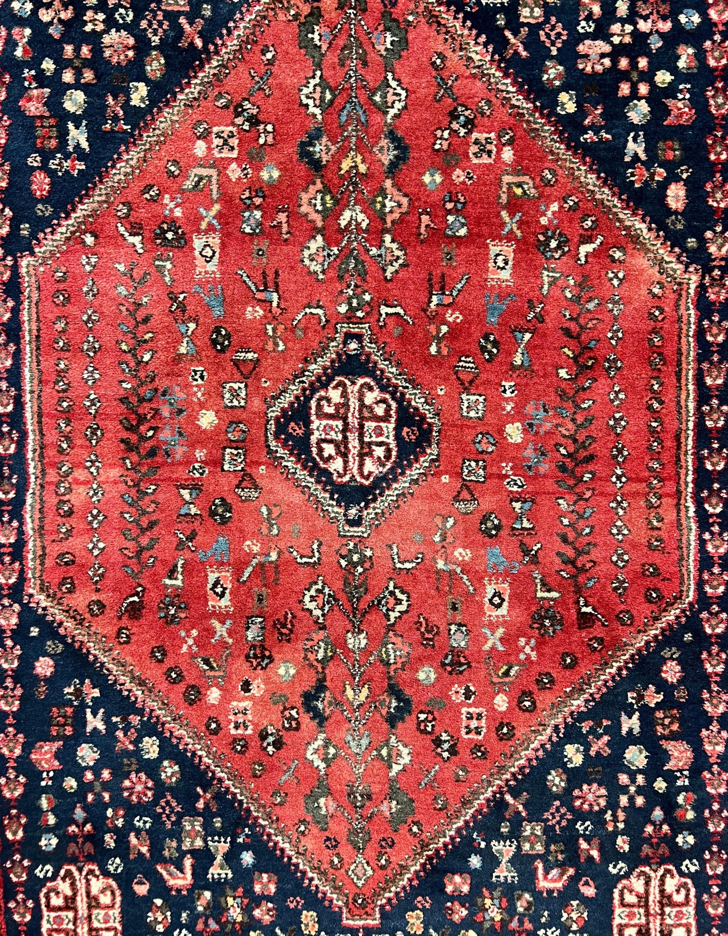 Persian Tribal Rug Hand Knotted Wool Vintage Oriental Carpet 3.6 By 5 Feet