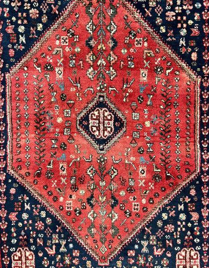 Persian Tribal Rug Hand Knotted Wool Vintage Oriental Carpet 3.6 By 5 Feet