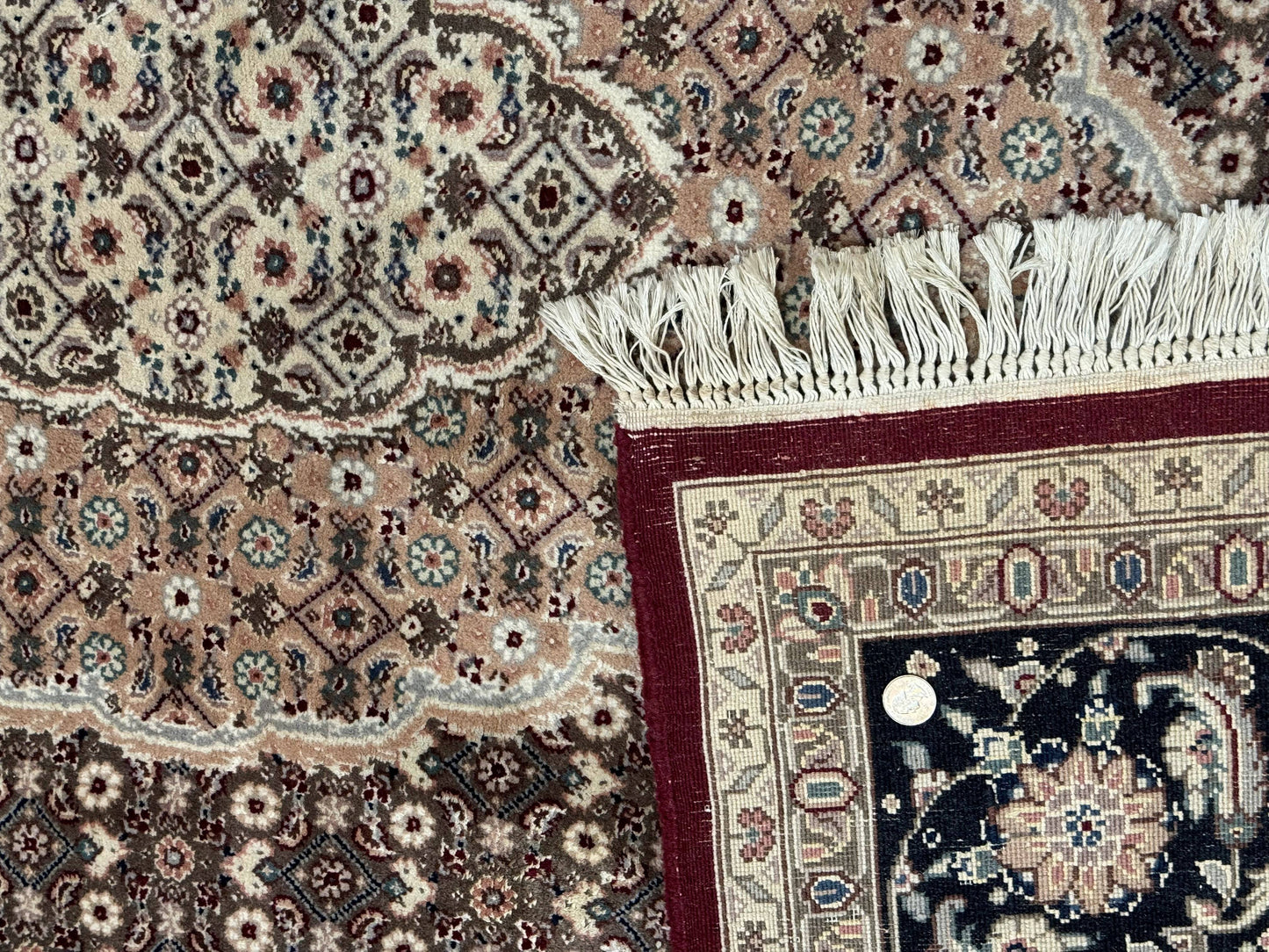 Sino Persian Rug 8x10 Herati Pattern Elegant Oriental Carpet Dark Maroon Handmade Wool