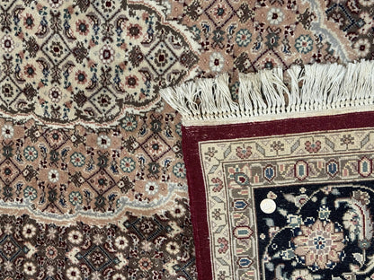 Sino Persian Rug 8x10 Herati Pattern Elegant Oriental Carpet Dark Maroon Handmade Wool