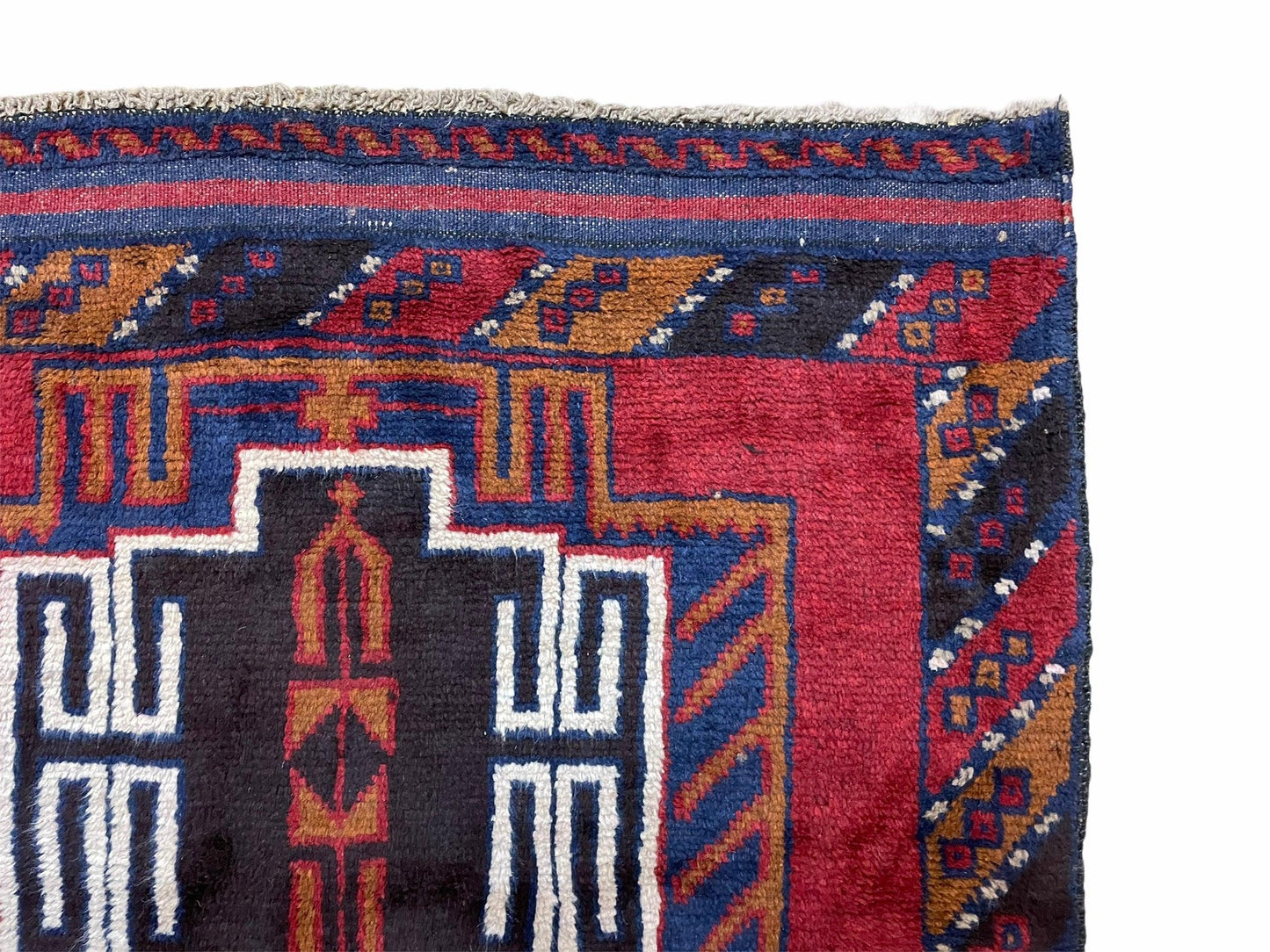 Vintage Handmade Balouchi Rug Wool Tribal Afghan Area Rug Red Beige