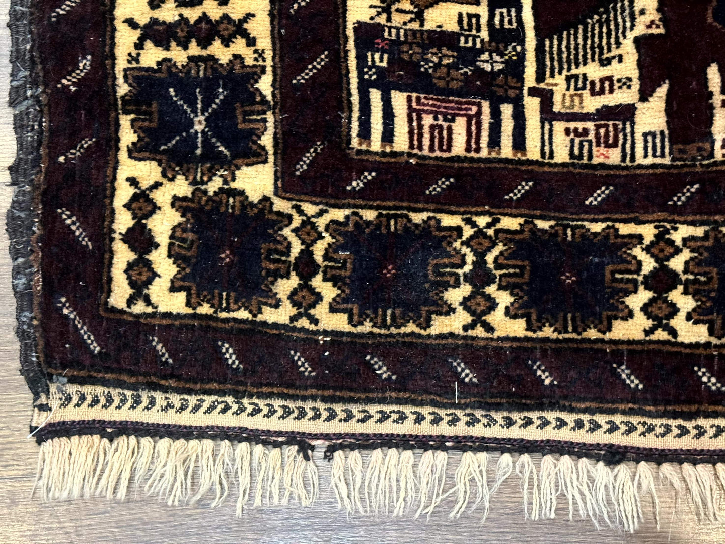 Persian Baluch Tribal Rug 4x6 Vintage Wool With Human And Bird Pictorials