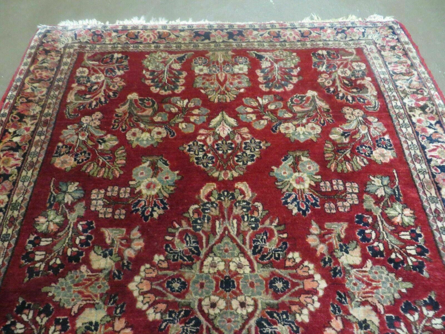 Red Persian Sarouk Rug 3x5, Antique Persian Carpet 1920s, Hand Knotted, Floral, Wool, Oriental Rug, Handmade Rug