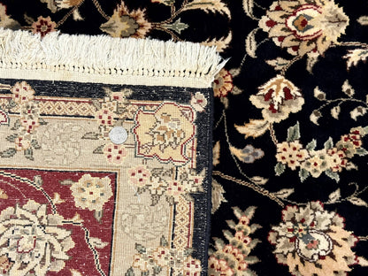 Sino Persian Rug 8x10 Vintage Hand Knotted Wool Floral Allover In Black And Red