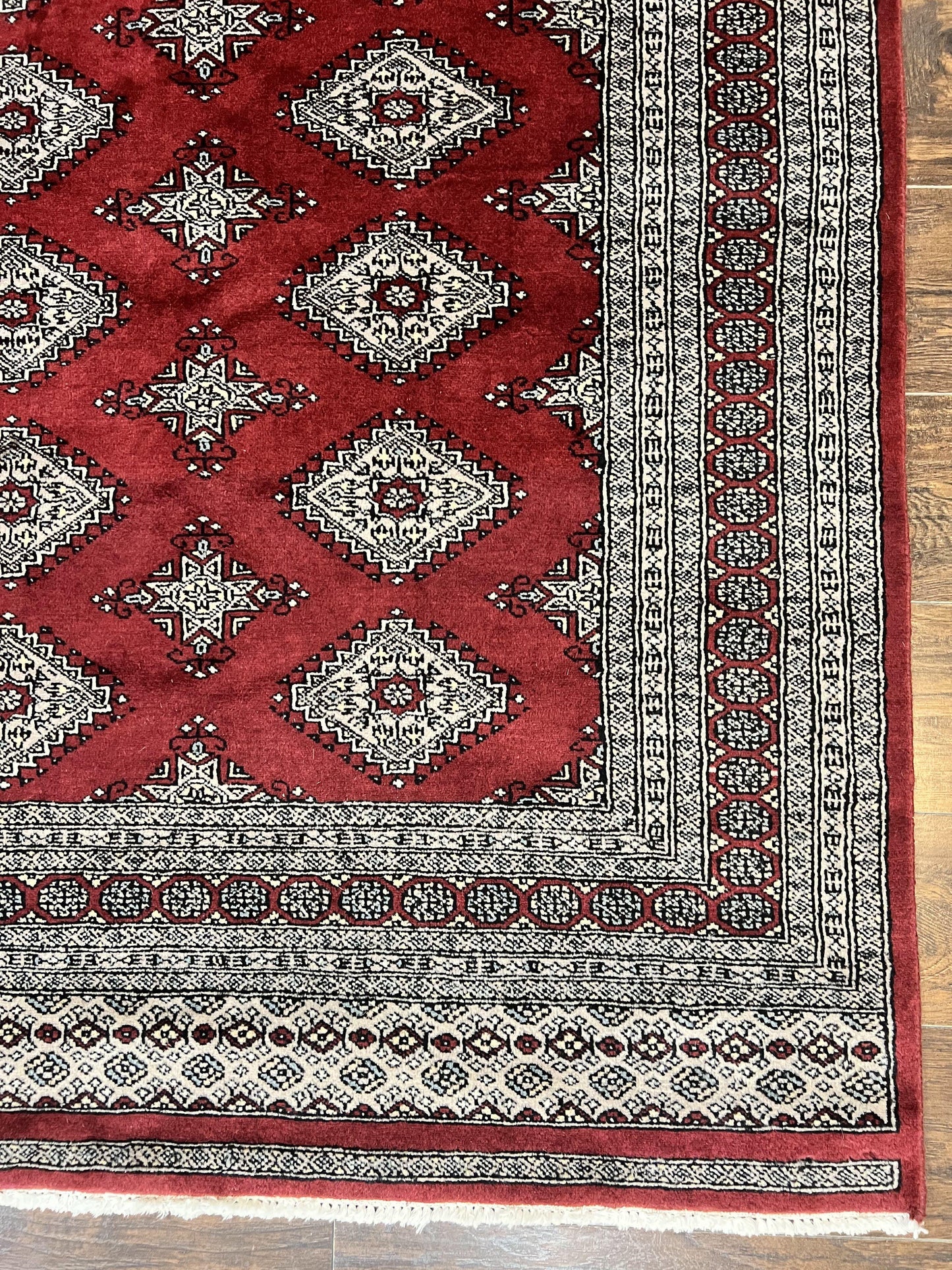 Pakistani Bokhara Rug 6x8 Handmade Wool Turkmen Carpet Vintage Red