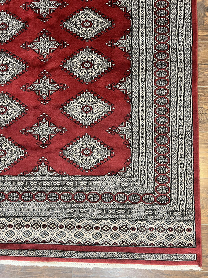 Pakistani Bokhara Rug 6x8 Handmade Wool Turkmen Carpet Vintage Red