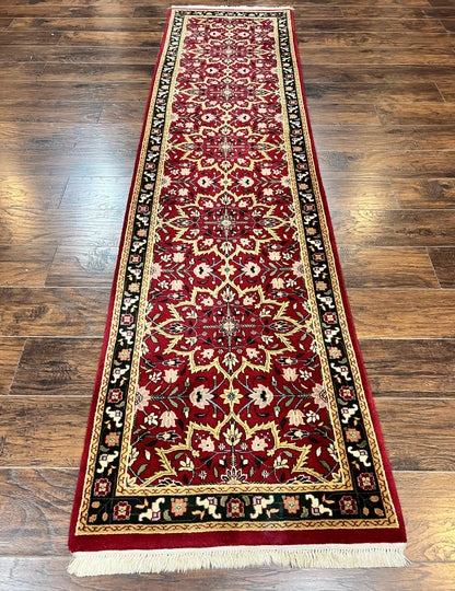 Indo Persian Runner Rug 2.6 X 10 Floral Hand Knotted Wool Hallway Red