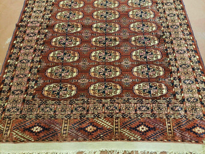 Antique Turkoman Bokhara Rug Balouch Handwoven Wool 47x46 Brick Red