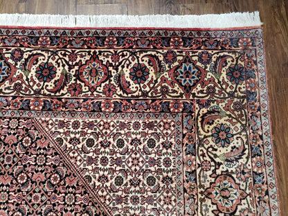 Persian Bijar Rug 8x11 With Herati Mahi Pattern Handwoven Wool