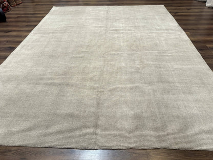 Tibetan Rug 8x10 Taupe Handmade Wool Modern Contemporary Carpet